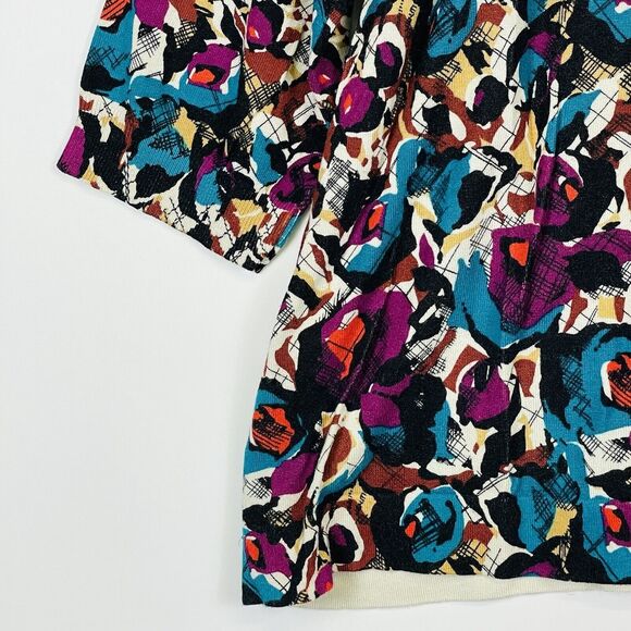 Lane Bryant Teal Purple Brush Strokes 3/4 Sleeve Cardigan Sweater Womens 22 24 - Picture 3 of 6